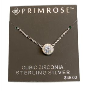 ❤️ Primrose Cubic Zirconia Sterling Silver Rhinestone Halo Necklace